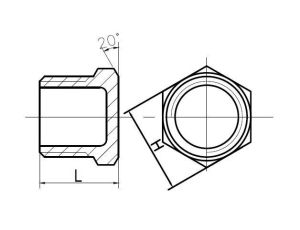 Korek nierdzewny gwintowany 6-kątny z nakrętką R 1/2 GZ, stal 316 - image 2