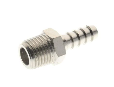 Króciec gwintowany choinka do węża fi 20 mm R 3/4 GZ, mosiądz niklowany, gwint stożkowy