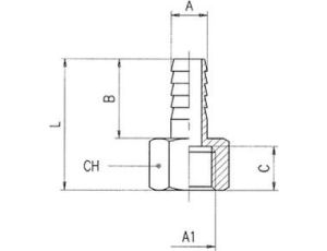 Króciec gwintowany choinka do węża fi 6 mm G 1/8 GW, mosiądz niklowany - image 2