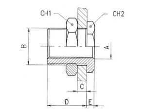 Złączka gwintowana grodziowa G 1/2 GW, M28x1,5 mosiądz niklowany - image 2