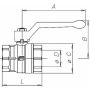 Zawór kulowy G3/8 GW - G3/8 GZ PN25, mosiądz niklowany, PTFE - 3
