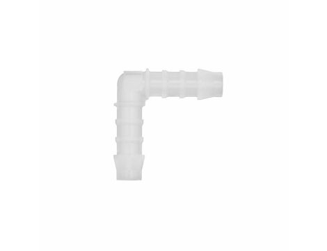 Złączka kątowa karbowana, choinka do węża fi 10 mm, tworzywo sztuczne POM