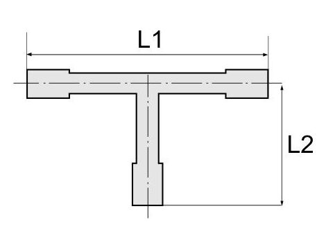 Trójnik karbowany redukcyjny typu T, choinka do węża fi 2 x 12 mm - 1 x 6 mm, POM - 2