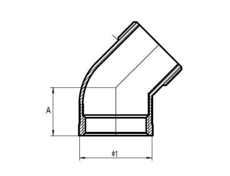Kolanko gwintowane nierdzewne 45 stopni G 1/2 GW/GZ, stal 316 - 3