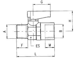 Zawór kulowy Ghilux mini R 1/2 GZ - R 1/2 GW, PN20, gwintowany, mosiądz niklowany, PTFE/NBR - image 2