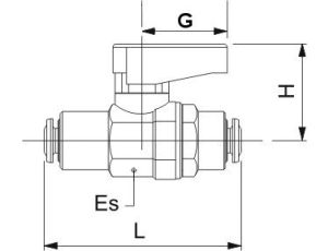 Zawór kulowy wtykowy Ghilux mini do węża fi 10 mm, PN20 mosiądz niklowany PTFE/NBR - image 2