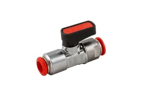 Zawór kulowy wtykowy Ghilux mini do węża fi 10 mm, PN20 mosiądz niklowany PTFE/NBR