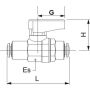 Zawór kulowy wtykowy Ghilux mini do węża fi 8 mm, PN20 mosiądz niklowany PTFE/NBR - 3