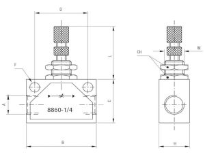 Zawór dławiący gwintowany typu kostka G 1/8 GW, aluminium - image 2