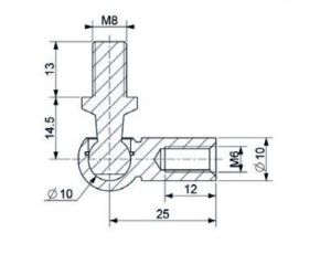 Mocowanie sprężyny gazowej z gwintem M6-M8 przegub kulowy, fi 10 mm, długość 25 mm, do 800N - image 2