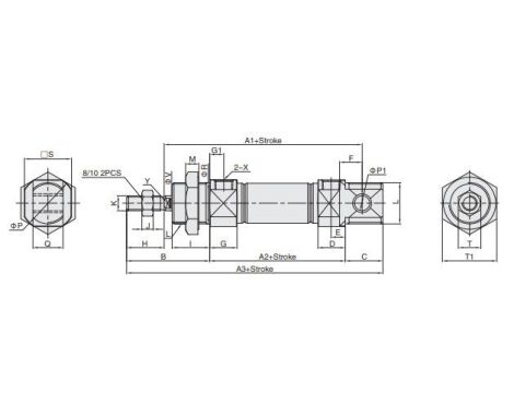 Siłownik pneumatyczny okrągły ISO6432 D16x125 z amortyzacją mechaniczną - 3