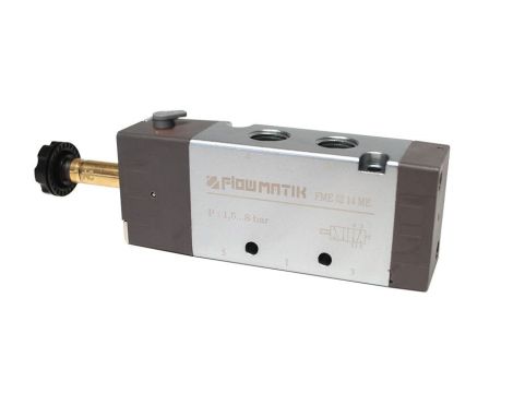 Elektrozawór pneumatyczny rozdzielający 5/2 G 1/4 monostabilny (sprężyna pneumatyczna), Flowmatik