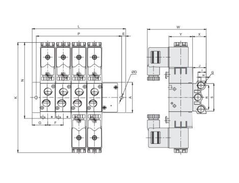 Płyta zaworowa do zaworów rozdzielających G 3/8, 2 zawory, Flowmatik 5/2 5/3 - 2
