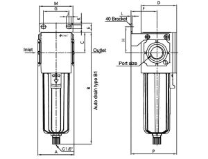 Filtr wstępny sprężonego powietrza G 3/8 GW do 10 bar, 5 mikronów