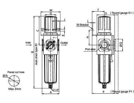 Filtroreduktor G 1/4 GW do 10 bar, regulacja 1,5-9 bar, 5 mikronów, Midi - 2