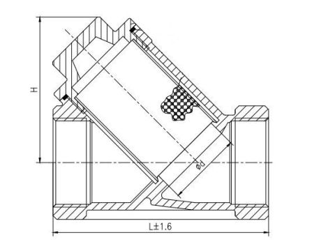 Filtr siatkowy skośny gwintowany Flowmatik G 1 1/4 GW PN16, stal nierdzewna 316 - 5