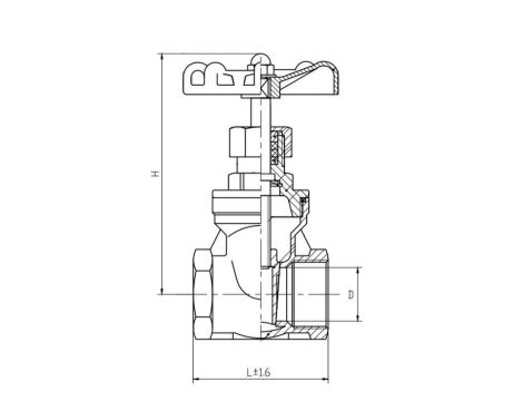 Zawór zasuwowy gwintowany Flowmatik G 1 1/2 GW PN16, nierdzewny 316, PTFE - 4