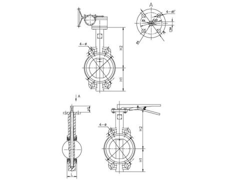 Zawór klapowy międzykołnierzowy Flowmatik DN150 PN16, żeliwny, dysk 304, NBR - 4