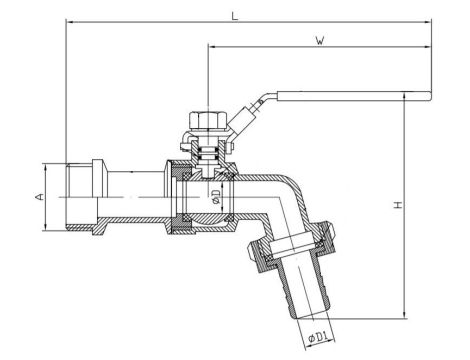 Zawór czerpalny nierdzewny Flowmatik G 3/4 GZ PN16, PTFE pod wąż z blokadą - 4