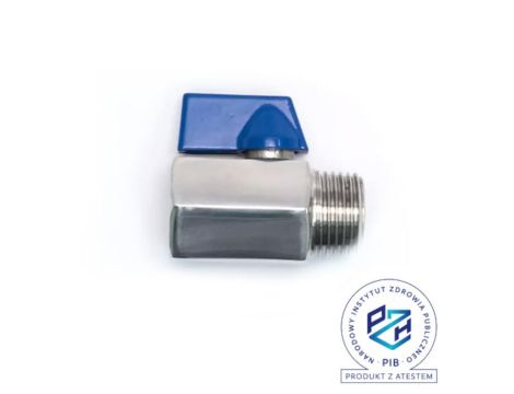 Zawór kulowy mini gwintowany Flowmatik G 1/2 GW - G 1/2 GZ, PN63 nierdzewny stal 316, PTFE