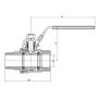 Zawór kulowy gwintowany Flowmatik R 1 GW - R 1 GZ PN63, 2-elementowy, PTFE, stal 316, z blokadą - 5