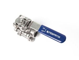 Zawór kulowy do wspawania Flowmatik BW 4 PN63, 3-elementowy PTFE 316 z płytą ISO5211 z blokadą