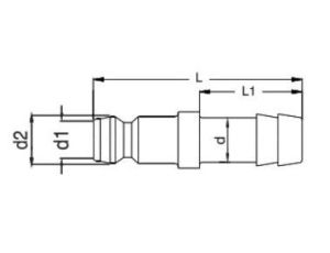 Króciec do form wtryskowych DN6 typ HASCO, do węża fi 10 mm, bez zaworu - image 2
