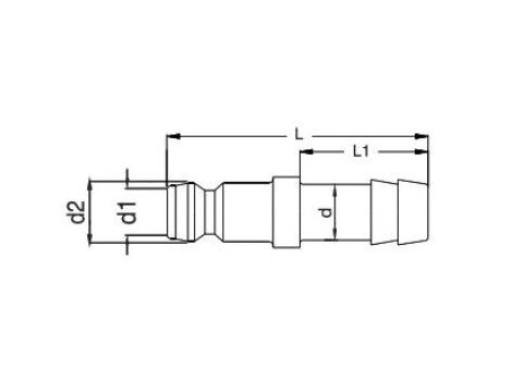 Króciec do form wtryskowych DN6 typ HASCO, do węża fi 10 mm, bez zaworu - 2