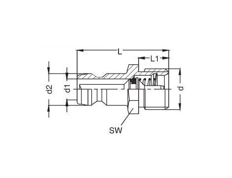 Króciec do form wtryskowych DN6 typ HASCO, G 1/4 GZ, z zaworem