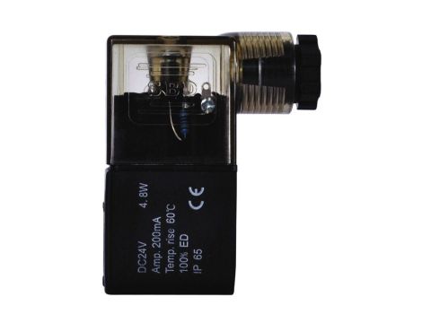 Cewka elektrozaworu 12V DC z wtyczką z diodą LED, szerokość 22 mm, trzpień fi 9 mm
