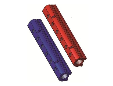 Kolektor modułowy do form wtryskowych niebieski 2 x 1 GW - 4 x 1/4 GW, listwa do szybkozłączy