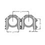 Kolektor modułowy do form wtryskowych niebieski 2 x 1 GW - 4 x 1/4 GW, listwa do szybkozłączy - 4