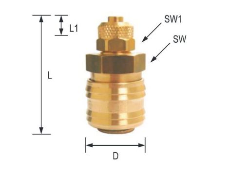 Szybkozłącze pneumatyczne DN7,2 typ 26, skręcane do węża fi 6x4 mm, mosiądz - 2