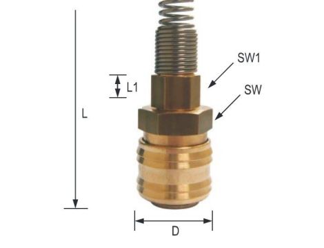 Szybkozłącze pneumatyczne DN7,2 typ 26, skręcane do węża fi 12x9 mm ze sprężyną, mosiądz - 2