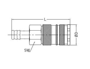 Szybkozłącze pneumatyczne DN10 typ 27, do węża fi 16 mm, gniazdo szybkozłącza, mosiądz/stal - image 2