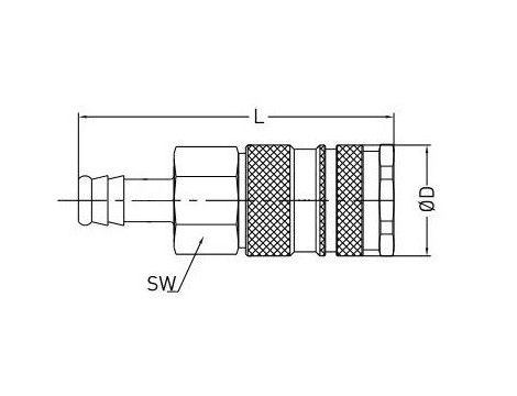 Szybkozłącze pneumatyczne DN10 typ 27, do węża fi 16 mm, gniazdo szybkozłącza, mosiądz/stal - 2