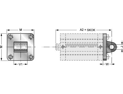 Ucho proste do siłownika pneumatycznego D100, ISO15552/6431, ISO21287, ze śrubami montażowymi - 3