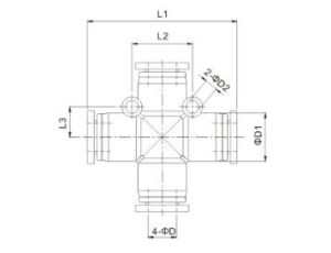 Czwórnik pneumatyczny wtykowy do węża fi 6 mm, tworzywo sztuczne - image 2