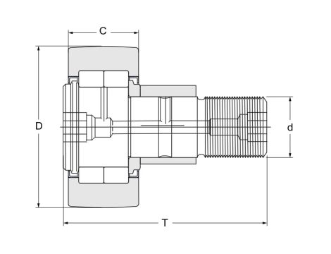 Rolka wałeczkowa z trzpieniem, mimośrodowa NUKRE52 X A INA, 24 x 66 x 52 - 2
