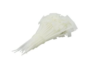 Opaski zaciskowe identyfikacyjne 2,5x110mm z tabliczką opisową 21x10mm białe 100szt. DANTOM