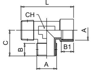 Trójnik gwintowany typu T WZZ 2 x G 3/8 GZ - G 3/8 GW, mosiądz niklowany - image 2