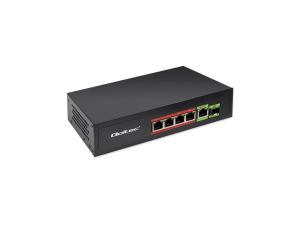 Qoltec Przełącznik sieciowy SWITCH FAST Ethernet PoE 4x RJ45 PoE 1x RJ45 Uplink 1x SFP 65W 1000 Mb