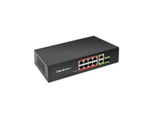 Qoltec Przełącznik sieciowy SWITCH FAST Ethernet PoE 8x RJ45 PoE 2x RJ45 Uplink 1x SFP 120W 1000 Mb