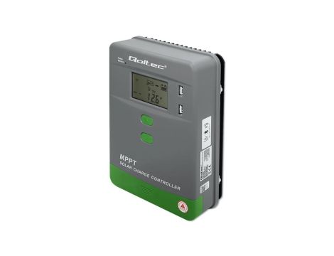 Qoltec Solarny regulator ładowania MPPT z czujnikiem temperatury 30A 12V / 24V LCD 2 x USB Bluetooth APP GEL LiFePO4