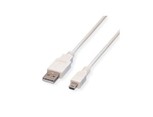 VALUE Kabel USB 2.0, Typ A - 5-pin Mini, Typ A 5-pin Mini, biały, 1,8 m