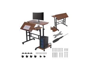 Mobilne biurko stolik na laptop Maclean, czarne, 80x60cm, 50kg max, reg. wys.67-115cm , MC-124 B