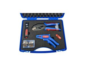 Zestaw walizkowy narzędzi do obróbki kabli 025-6mm2 / ZACISKARKA + MATRYCE + ŚCIĄGACZ IZOLACJI + / WIHA WEICON ENERGOTYTAN W169