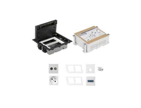 KONTAKT SIMON FLOOR BOX puszka podłogowa 1x gniazdo pojedyncze z/u + 1x RTV-SAT + 1x gniazdo RJ45 kat. 6 + 1x VGA + kaseta do wy