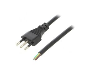 Kabel: 3x0,75mm2, CEI 23-50 (L) wtyk, 1,8m LT-319 3X0.75 BLK 1.8M END CUT