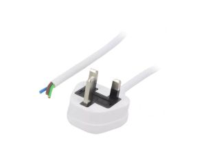 Kabel: 3x1mm2, BS 1363 (G) wtyk, 1m, 13A, 250V LT-318(3A) 3X1.0 WHT 1M END CUT